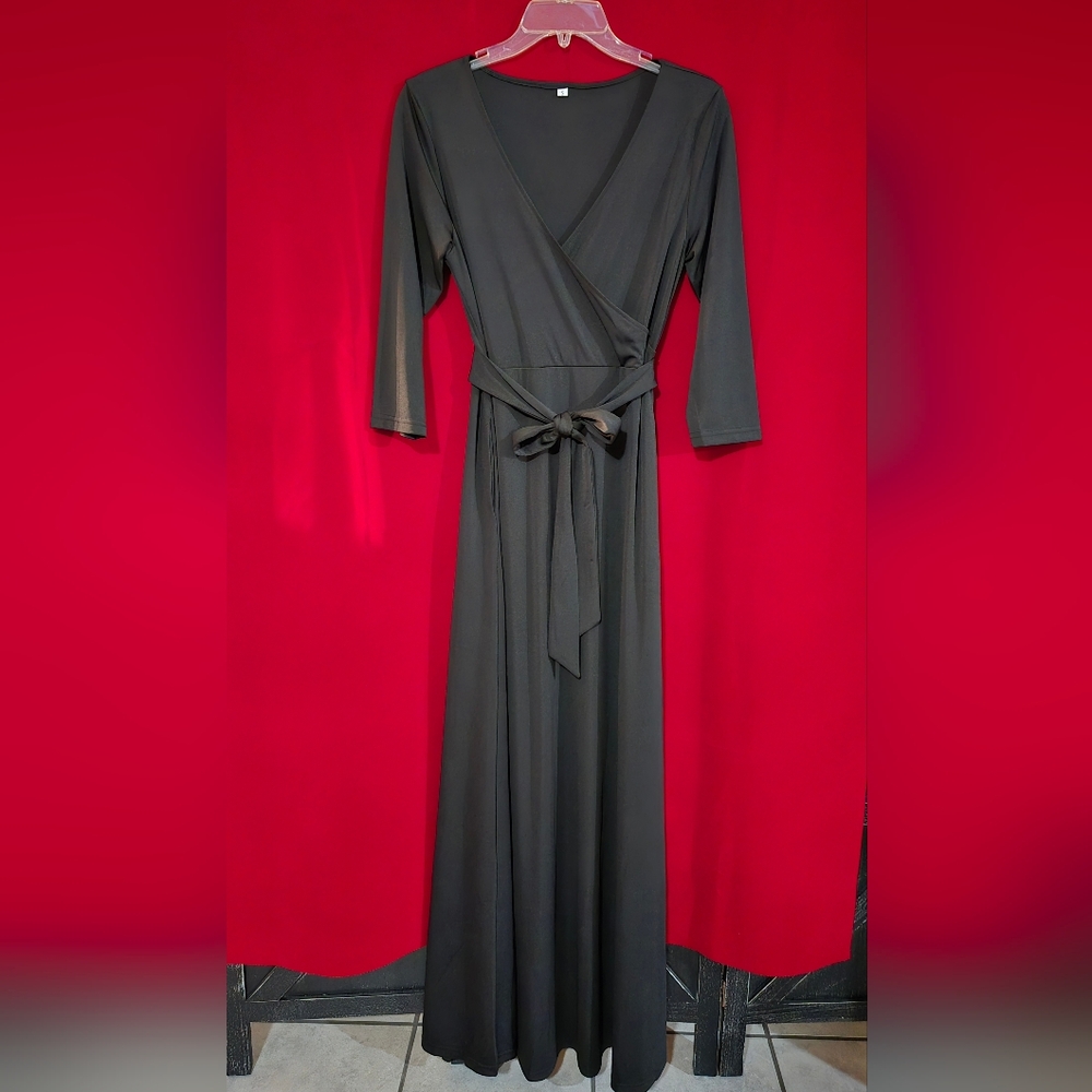 Elegant Gray Wrap Dress